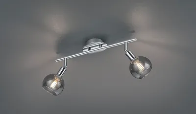 Produktbild von Moderner LED Wandspot Chrom Rauchglas Lampenschirm schwenkbarer Deckenstrahler