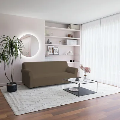 Imagen del producto de Funda elástica para sofá de 3 plazas, color taupe
