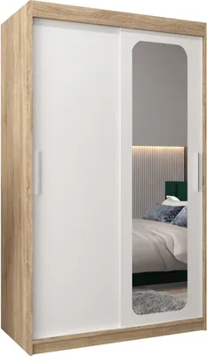 Produktbild von MEBLE KRYSPOL Promo 2120 Schlafzimmerschrank zwei Schiebetüren - Sonoma + Mattweiß