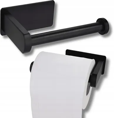 Produktbild von OMNA | WC-Papierhalter – Selbstklebend, Schwarz – Modernes Loft-Design - Platzsparend und Elegant