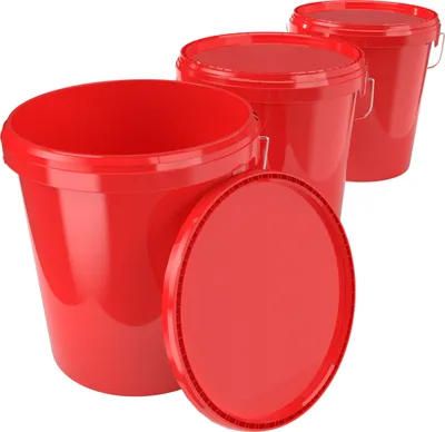 Produktbild von Eimer mit Deckel 16 L | Vorratseimer | Lebensmittelecht Rot | PP | 3 Stück