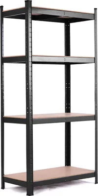 Produktbild von Lagerregal mit 4 Ebenen, schweres Metallregal mit verstellbaren Brettern, jede Schicht belastbar bis 130 kg, Lagerregal, Speisekammer, Garage, schwarz