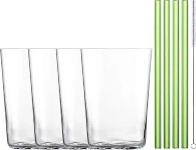 Produktbild von Dekomiro SECCO FLAVOURED COCKTAIL GLÄSER 4 Glashalme Glasputztuch