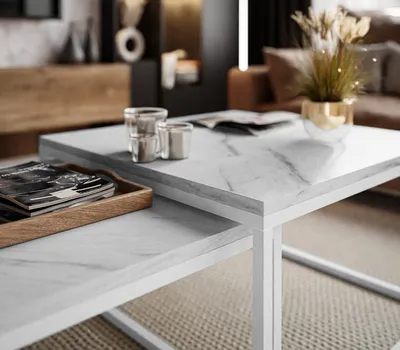 Produktbild von Couchtisch YOSHI 2in1 LEVANTO Weiß / marmor levanto 36/ 42 cm