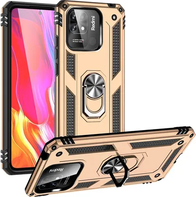 Produktbild von Mobigear Armor Ring  Xiaomi Redmi 10C Hülle Hardcase Backcover Stoßfest mit Ringhalter - Gold