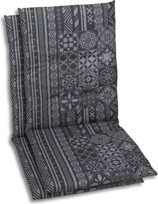 Produktbild von GO-DE Textil, Sesselauflage Mittellehner, 2er Set, Farbe: grau, Maße ca.: 108 cm x 48 cm x 5 cm, Rückenhöhe: 60