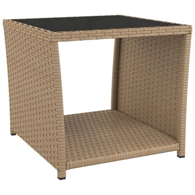 Produktbild von vidaXL Beistelltisch mit Glasplatte Beige Poly Rattan & Hartglas