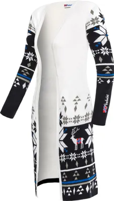Produktbild von Nebulus Norweger Cardigan Strickjacke Mantel NOORS Damen, warme Strickjacke , Strickmantel im Norweger-Style , P6220 - Damen, weiß-schwarz, XXL/44