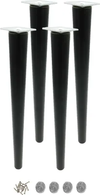 Produktbild von Holzbein Möbelbeine 45 cm, schwarz lackiert, Buchensockel mit Montageset, 4 Stück für DIY und Ikea Möbel