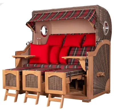 Produktbild von Strandkorb-Set - bene living - Ammersee Grande XXL Teak - PE grau - Modell 529 - inkl. Liftersystem