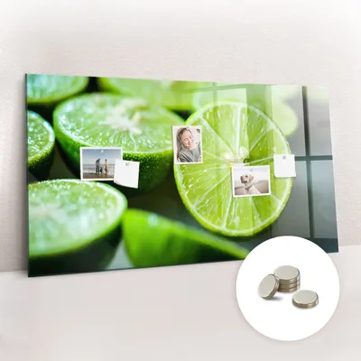 Produktbild von Magnetische Wandtafel aus Glas – Memotafel mit gebogener Vorderseite – Enthält 5 Magnete – 120x60 cm – Mit Kreide