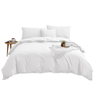 Produktbild von Einfarbiges Flanell-Bettwäsche-Set, 4-teilig mit Bettlaken und Spannbettlaken, weich und komfortabel, ideal für den Alltag, Weiß - 2 Meter