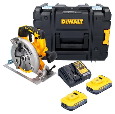 Produktbild von DeWalt DCS 570 H2T Akku Handkreissäge 18 V 184 mm Brushless + 2x Powerstack Akku 5,0 Ah + Ladegerät + TSTAK