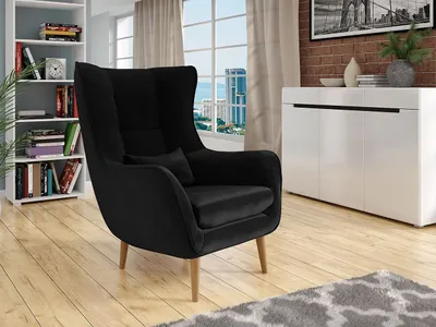 Obrázok produktu pre Dizajnové kreslo ušiak LEVI - čierne