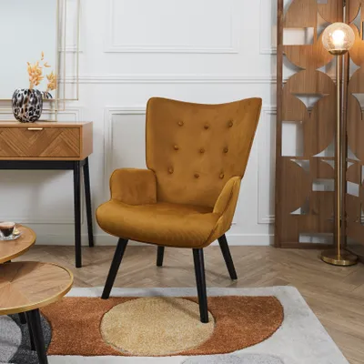 Image de Fauteuil de Salon - HOME DECO FACTORY - Giulia - Élégant - Jaune