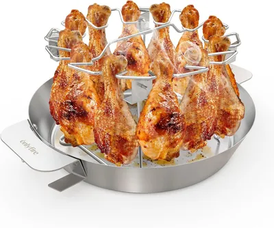 Produktbild von Hähnchenschenkelhalter mit Auffangschale für 12 Hähnchenschenkel, Edelstahl, für Barbecue