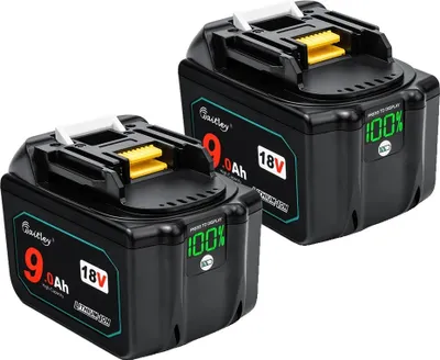 Produktbild von Waitley 18V Lithium-Ionen-Batterie, 9Ah Kapazität, digitales Leistungsdisplay, 2 STK
