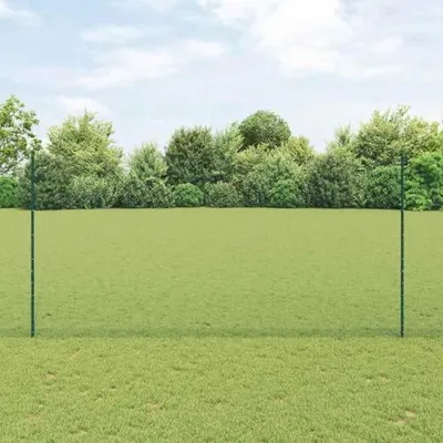 Produktbild von Zaun mit Pfosten – 1000 x 160 cm Maschendrahtzaun aus Stahl und PVC, pulverbeschichtet in Grün, stabiler Zaun für Garten, Terrasse und Grundstücksgrenzen