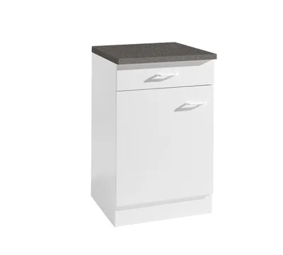 Productafbeelding van Keukenonderkast, beginmodel, 60 cm breed, 50 cm diep, wit, met 1 lade en werkblad