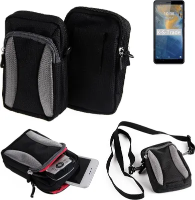 Produktbild von K-S-Trade Holster Schutz Hülle kompatibel mit ZTE Blade A31 Handy Hülle Gürteltasche Umhängetasche mit Zusatzfach schwarz