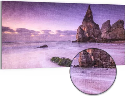 Produktbild von DEQORI Hybrid Leinwand Bild 100x50 cm 'Dämmerungswächter' Wandbild Glas flach modern