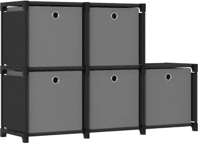 Immagine prodotto di The Living Store Scaffale cubo con 5 scatole nero 103x30x72,5 cm tessuto