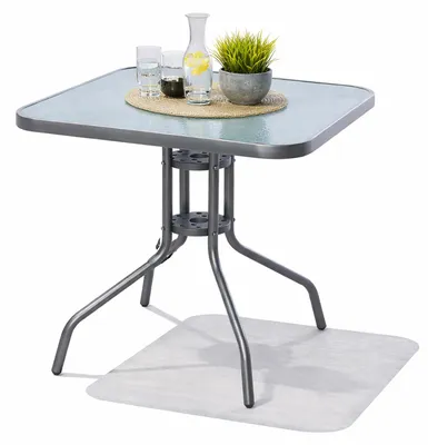 Produktbild von Bistrotisch Balkontisch Gartentisch Tisch Silber Glas Metall 60x60cm