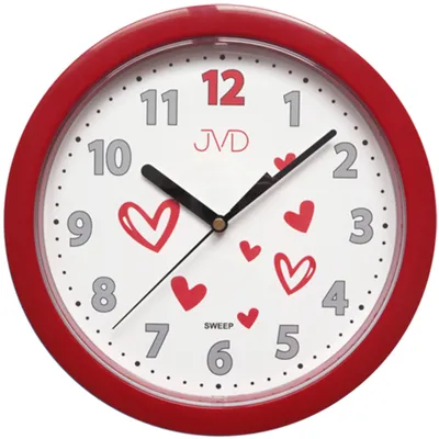 Produktbild von JVD HP612.D3 Wanduhr Herzen Quarz für Kinder rot leise Kinderwanduhr