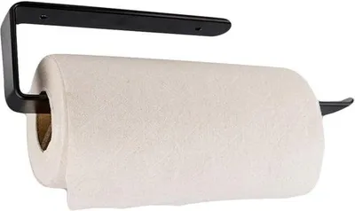 Zdjęcie produktu dla Czarny aluminiowy uchwyt na rolkę papieru do kuchni i łazienki