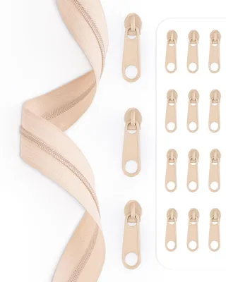 Endloser Reißverschluss 5 m Nylon 3 mm mit 15 Schiebern Beige