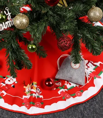 Weihnachtsbaumdecke rot 90 cm mit Weihnachtsmann-Motiv