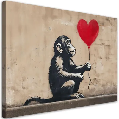 Immagine prodotto di Quadro su tela, Scimmia con palloncino Banksy Street Art - 60x40