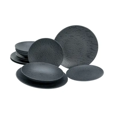Produktbild von CreaTable, 20540, Serie Schiefer Black , Geschirrset, Teller Set 12 teilig