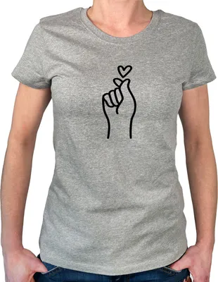 Produktbild von Huuraa Damen T-Shirt K-Pop Fingerherz Zeichen M Sport Grey Bio Baumwolle Fairtrade Damenshirt Geschenkidee