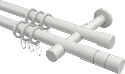 Produktbild von Interdeco Gardinenstange / Vorhangstange Weiß, Typ Prestige Elanto (Rillenzylinder), 20 mm Ø 2-läufig, 180 cm