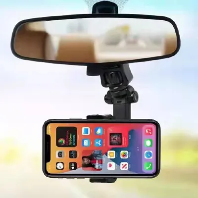Zdjęcie produktu dla INF Uchwyt na telefon komórkowy do lusterka wstecznego w samochodzie Szary