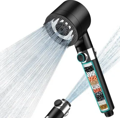 Immagine prodotto di Soffione doccia ad alta pressione con filtro, 15 strati, tubo da 1,5 m, 3 tipi di getto, depurazione dell'acqua
