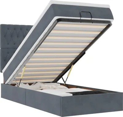 Obrázok produktu pre vidaXL Osmanská posteľ s matracmi tmavosivá 90x190 cm zamat