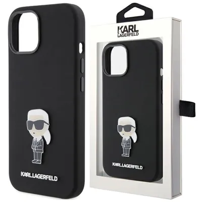 Produktbild von Karl Lagerfeld KLHCN61SMHKNPK Hülle für iPhone 11 / Xr  schwarz Silikon Ikonik Metall Pin Handyhülle