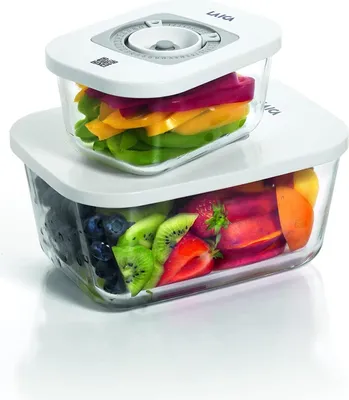Obrázek produktu pro Laica VT33060, Nádoba vakuovačky, ABS (akrylonitril-butadien-styren), Sklo, Silikon, Průhledná, Bílá, 2 kusů, VT3240, VT3120, VT3225, VT3118, VT3217, VT3119, VT3210, VT3104 and VT3117, Bisfenol A