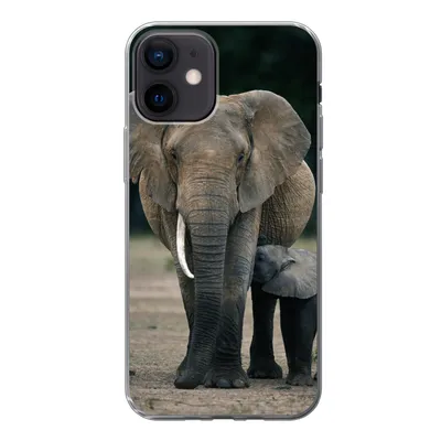 Produktbild von MuchoWow® Handyhülle Schutzhülle Hülle für iPhone 12 Elefant - Tiere - Flachland - Natur Silikon Softcase Handy Hülle - Schutzhülle