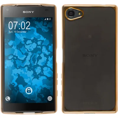 Produktbild von PhoneNatic Case kompatibel mit Sony Xperia Z5 Compact - gold Silikon Hülle Slim Fit + 2 Schutzfolien