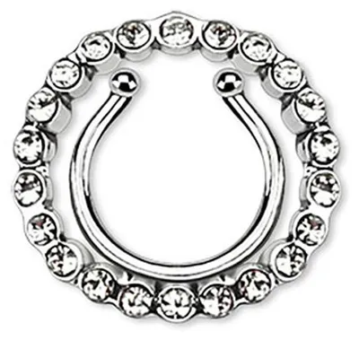Produktbild von Fake Brustwarzenpiercing zum Klemmen: Schild Nippel-Piercing Zirkonia Klar