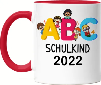 Produktbild von ABC Schulkind 2022 Tasse Rot Einschulungsgeschenk 1. Klasse Grundschule Geschenkidee