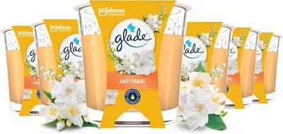Produktbild von Glade Duft-Kerze im Glas, Anti-Tabac, bis zu 27 Stunden Brenndauer, 6er Pack (6 x 112g)