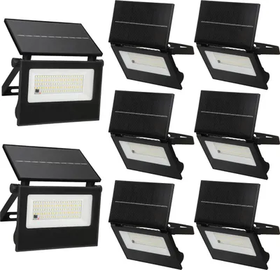 Zdjęcie produktu dla Zestaw 8 lamp solarnych do montażu na ścianie, przeznaczonych do użytku zewnętrznego, wyposażonych w radarowy czujnik ruchu, lampy LED solarne o klasie szczelności IP65, z pilotem, emitujące światło ciepłej lub zimnej barwy, o kącie świecenia 270°, idealne do ogrodu, tarasu, garażu i podjazdu