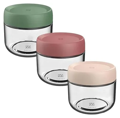 Glas-Vorratsdosen-Set, 3x 280 ml, luftdicht, stapelbar, rund