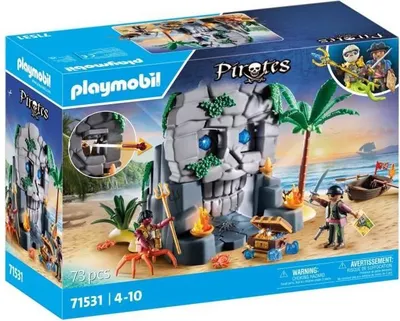 Zdjęcie produktu dla PLAYMOBIL Pirates Wyspa Skarbów z Potworem Morskim 71531, Zestaw Piracki z Figurkami, Łodzią i Skarbem, Mechanizm Obrony Wyspy
