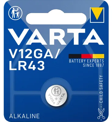 Obrázok produktu pre Varta v12ga, alkalická, 1,5 V, 80 mAh, 11,6 mm, 11,6 mm, 4,2 mm