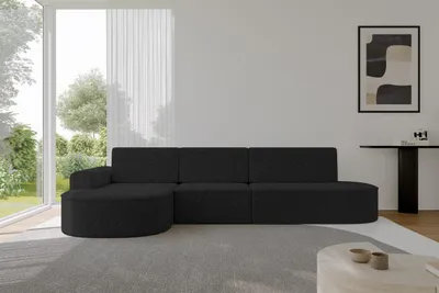 Produktbild von ALTDECOR Ecksofa mit Schlaffunktion und Bettkasten - MARI-L2-S - 368X167X85 - Schwarz Corner Sofa Eckcouch Couch L-Form, links/rechts angeordnet, Schlafcouch Ausziehbar Wohnlandschaft